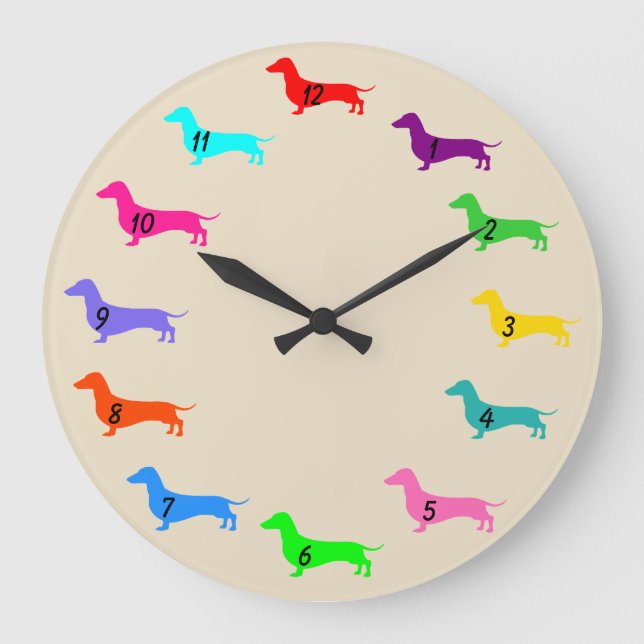 Colourful Dachshund Clock (Front)