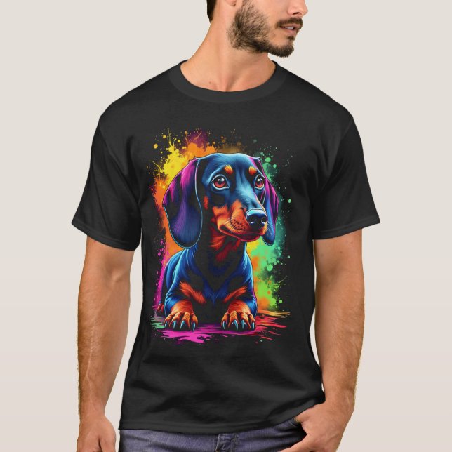 Colourful dachshund design T-Shirt (Front)
