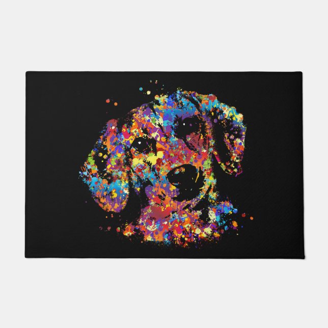 Colourful Dachshund dog  - Doxie Doormat (Front)
