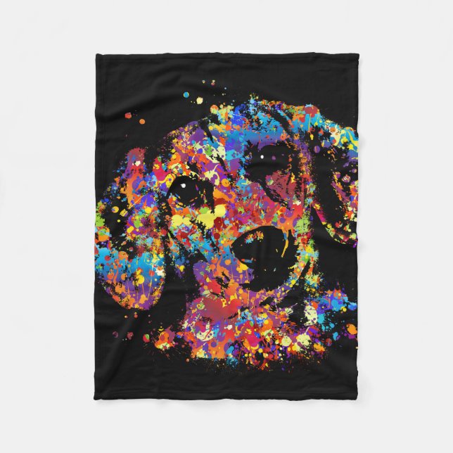 Colourful Dachshund dog  - Doxie Fleece Blanket (Front)