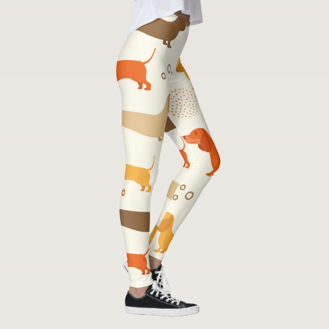 Colourful dachshund dog pattern leggings (Right)