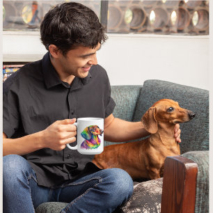 Colourful Dachshund Dog  Pet Coffee Mug, Cup