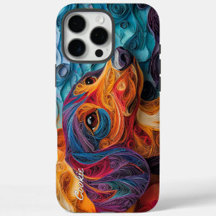 Colourful Dachshund Portrait iPhone 16 Pro Max Case