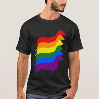 Colourful Dachshund Pride Lgbt Rainbow Dog Silhoue T-Shirt