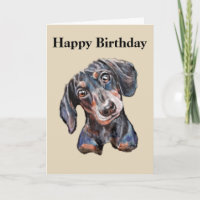 Colourful Dachshund sausage dog art Happy Birthday