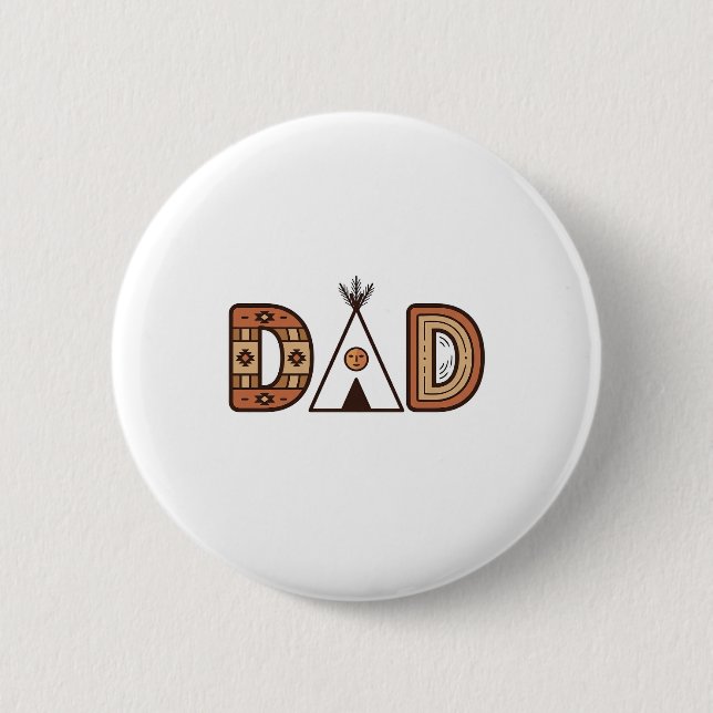 Colourful Dad Teepee Lettering Shirt Design_1 2 Inch Round Button (Front)