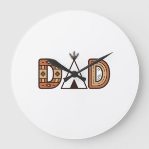 Colourful Dad Teepee Lettering Shirt Design_1 Large Clock