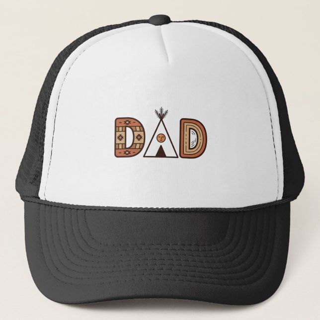 Colourful Dad Teepee Lettering Shirt Design_1 Trucker Hat (Front)