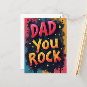 Colourful Dad You Rock Fathers Day Vibrant Holiday Postcard
