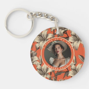 Colourful Dads Day Gifts Photo Lilies Keychain