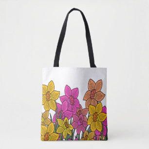 Colourful Daffodils Flowers Design Tote Bag