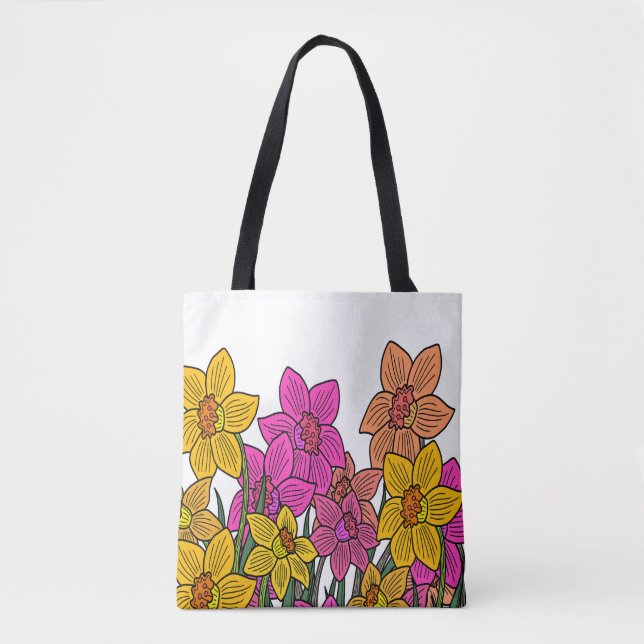 Colourful Daffodils Flowers Design Tote Bag (Front)