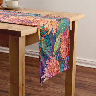 Colourful Dahlia Floral Tapestry Short Table Runner