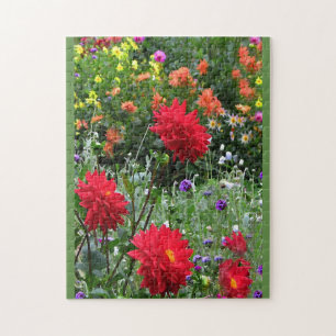 Colourful Dahlia Flower Garden Floral Puzzle