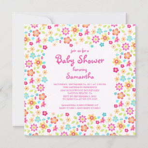 Colourful Dainty Flowers Baby Shower Invitations