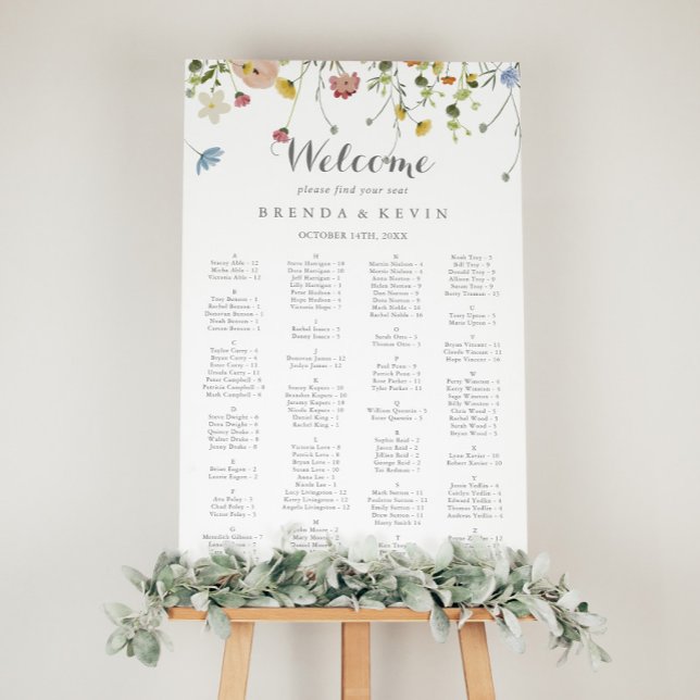Colourful Dainty Wild Alphabetical Seating Chart (Creator Uploaded)