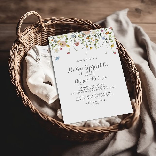 Colourful Dainty Wild Flowers Baby Sprinkle Invitation (Creator Uploaded)