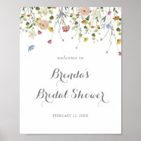 Colourful Dainty Wild Flowers Bridal Shower Welcom