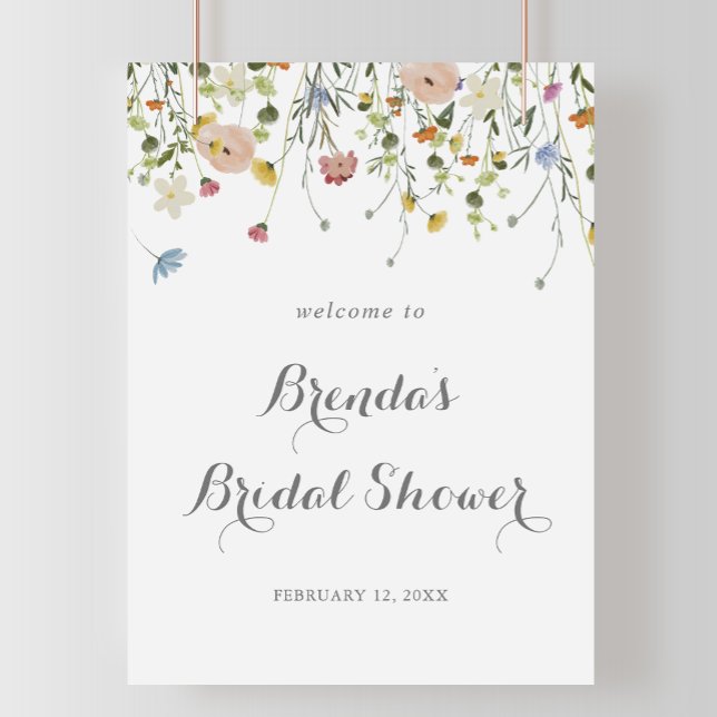 Colourful Dainty Wild Flowers Bridal Shower Welcom Poster (Creator Uploaded)