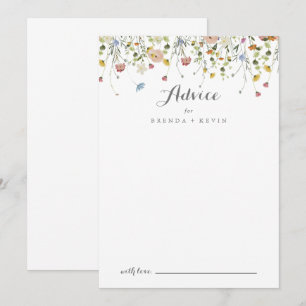 Colourful Dainty Wild Flowers Calligraphy Wedding Advice Card