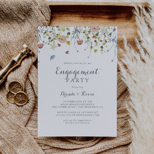 Colourful Dainty Wild Flowers Engagement Party Invitation