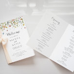 Colourful Dainty Wild Flowers Folded Wedding Program<br><div class="desc">This colourful dainty wild flowers folded wedding program is perfect for a rustic wedding. The design features hand-painted watercolor beautiful pink,  blush,  blue,  navy,  yellow,  purple and green wild flowers.

Include a quote or short message,  order of service,  wedding party and thank you message.</div>