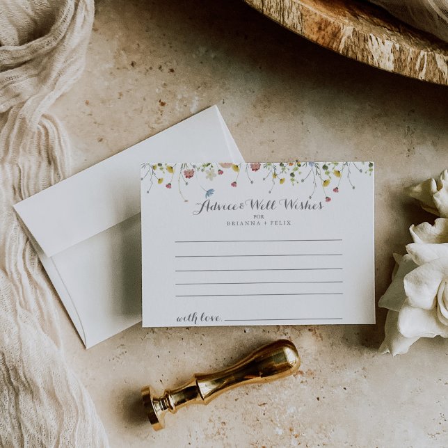 Colourful Dainty Wild Flowers Wedding Advice Card (Creator Uploaded)