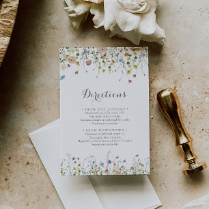 Colourful Dainty Wild Flowers Wedding Directions Enclosure Card
