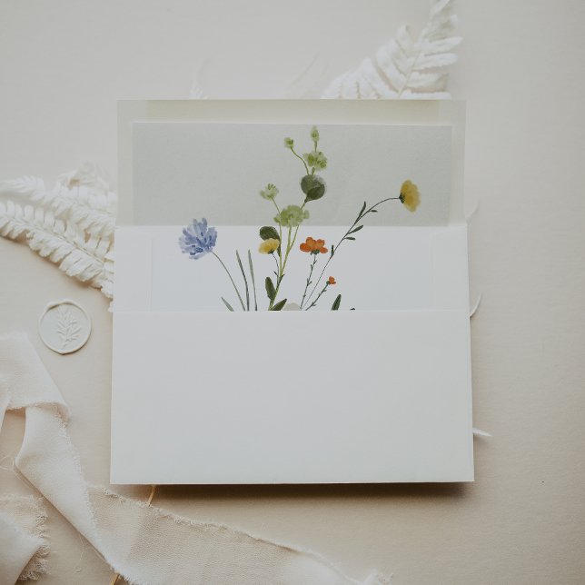 Colourful Dainty Wild Flowers Wedding Invitation Envelope (Creator Uploaded)