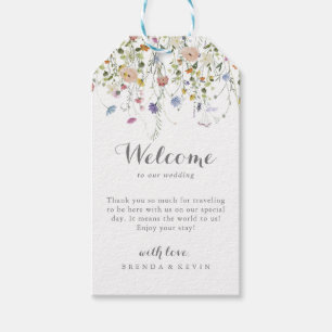 Colourful Dainty Wild Flowers Wedding Welcome Gift Tags