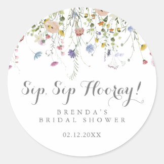 Colourful Dainty Wild Sip Sip Hooray Bridal Shower Classic Round Sticker
