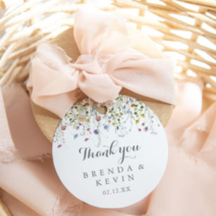 Colourful Dainty Wild Thank You Wedding Favour Classic Round Sticker