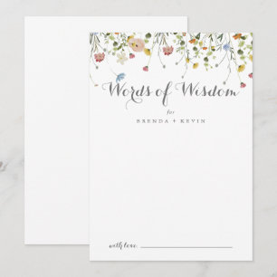 Colourful Dainty Wild Wedding Words of Wisdom Advice Card