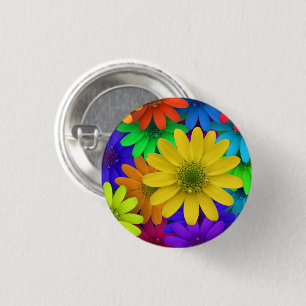 Colourful Daisies 1 Inch Round Button