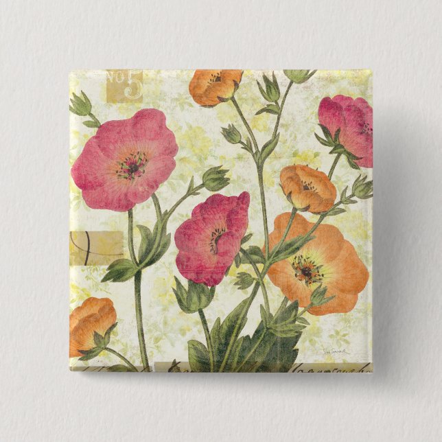 Colourful Daisies 2 Inch Square Button (Front)