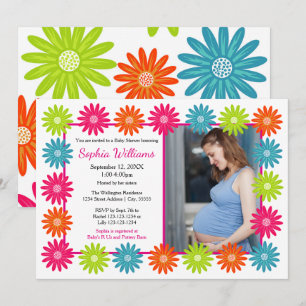 Colourful Daisies - Baby Shower Invitation