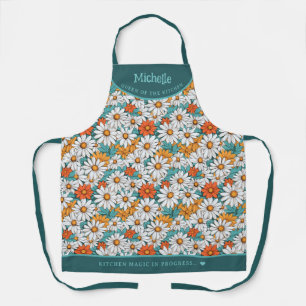 Colourful daisies botanical personalized apron