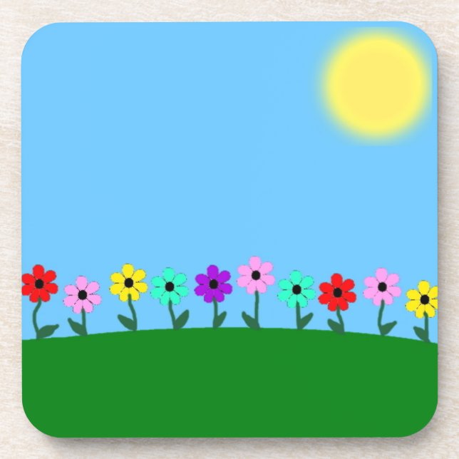Colourful Daisies Coaster (Front)