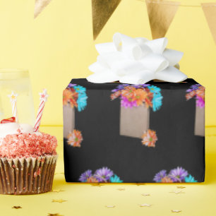 Colourful Daisies In Brown Bag Wrapping Paper