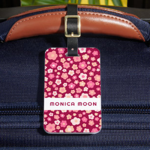 Colourful Daisies Pattern Cute Bold Pink CUSTOM  Luggage Tag