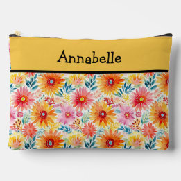 Colourful Daisies Print Large Accessory Pouch 