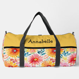 Colourful Daisies Print Large Duffel Cut Sew Bag