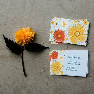Colourful Daisies Soft Blue Business Card