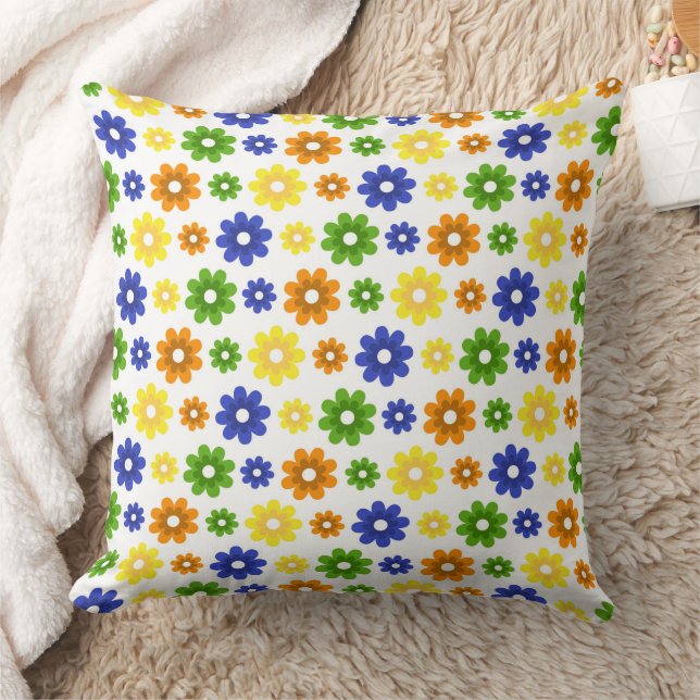 Colourful Daisies  Throw Pillow (Blanket)