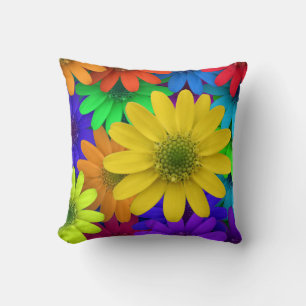 Colourful Daisies Throw Pillow