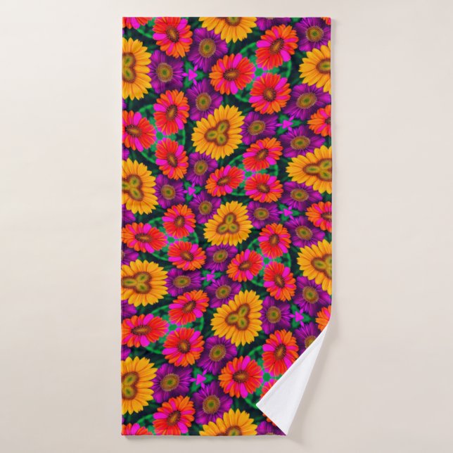 Colourful Daisy Bouquet Pattern Bath Towel (Bath Towel)