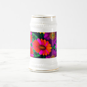 Colourful Daisy Bouquet Pattern Beer Stein