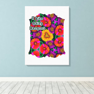 Colourful Daisy Bouquet Pattern Canvas Print