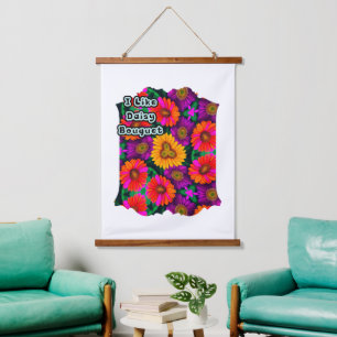 Colourful Daisy Bouquet Pattern Hanging Tapestry