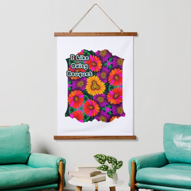 Colourful Daisy Bouquet Pattern Hanging Tapestry (Living Room)
